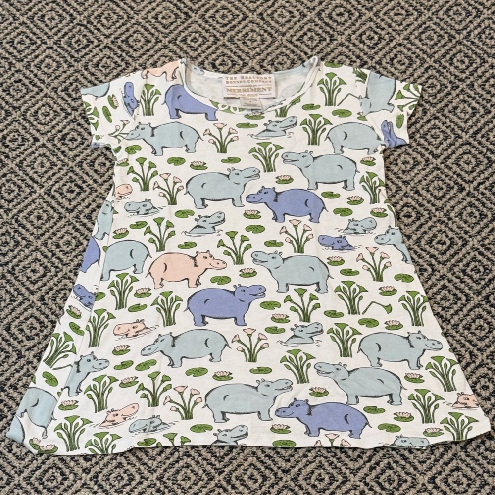 🎉 EEUC 🎉 TBBC Sz 6 Hippo Print Polly Play Dress in Pastel Blue & Pink